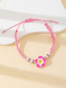 Pulsera de flor de arcilla suave hecha a mano, linda y dulce