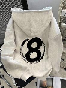 Hoodies For WomenWomen's Casual Loose Fit Turtle Print Drop Shoulder Long Sleeve Hoodie Sweatshirt, Autumn, ChristmasLoose And Comfortableed Hardy Clothes - 淺灰色 4 - 查看 1