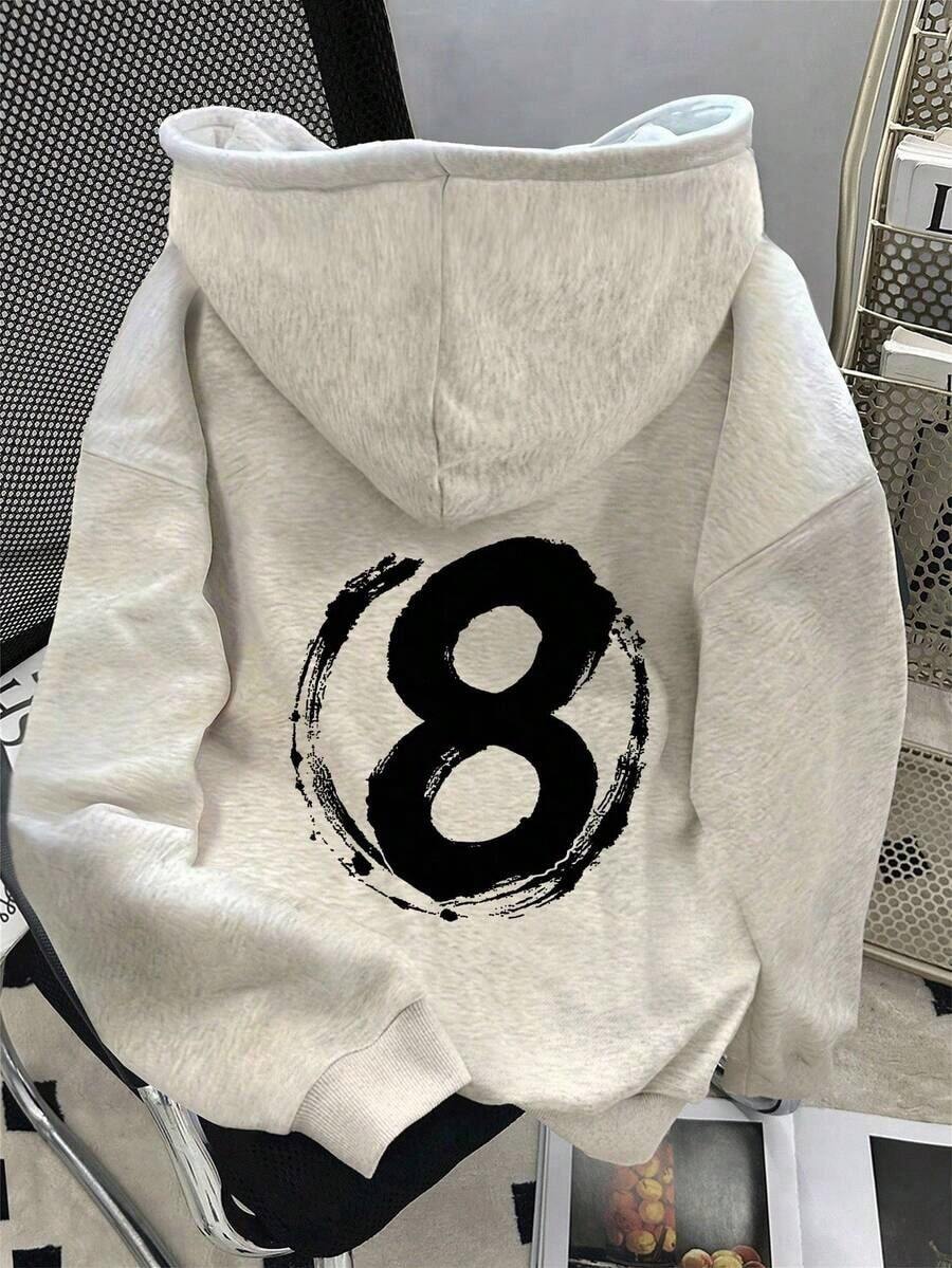 Hoodies For WomenWomen's Casual Loose Fit Turtle Print Drop Shoulder Long Sleeve Hoodie Sweatshirt, Autumn, ChristmasLoose And Comfortableed Hardy Clothes - 淺灰色 4 - 查看 1