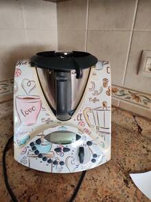 APCym Vinilo Adhesivo Alta Calidad para Máquina Cocinar Thermomix TM31 DISEÑO COFFEE Pegatinas decorativas compatibles con robot de cocina Thermomix TM31, diseño de accesorios de cocina, resistente al agua, autoadhesiva - Blanco - Ver 2