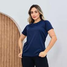 Kit 5 Basic Dry Fit Women's T-Shirts Gym Workout Blouse - Black - View 4