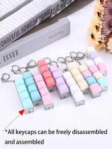 Llavero de cubo de teclado colorido y simple con 4 teclas o 9 teclas para aliviar la presión y el estrés, diseño de tecla de teclado, llavero de dedo para adultos, llavero calmante para enfocar y relajarse, llavero para desabrochar, regalo de cumpleaños, regalo de fiesta, regalo de vacaciones - Multicolor - Ver 4