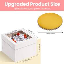 5 Pcs Cake Boxes With Window, White Square Cheesecake Bakery Boxes, Large Cardboard Cake Baking Boxes For Cakes, Pies, Wedding, Birthday Party - White - View 15