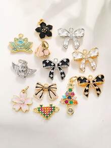 1PC Bow Angel Lotus Small Pendant, Mushroom Heart, Christmas Tree Flower Decoration DIY Accessory Pendant