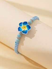 Pulsera de flor de arcilla suave hecha a mano, linda y dulce