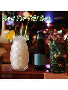 1 件菠萝鸡尾酒杯，豪华浮雕鸡尾酒/果汁杯 - 透明色 - 查看 4