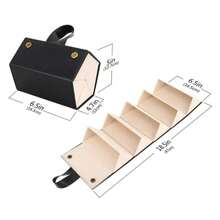 Portable 5-Compartment Sunglasses Case In Suede Foldable Travel Case Black, Brown Or Gray - Hitam - View 2