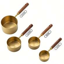 4/8pcs Premium Stainless Steel Measuring Cups And Spoons Set - Gold Stainless Steel Measuring Cups With Wooden Handles, Metal Measuring Spoons, 8pcs Essential Kitchen Tools For Baking, Cooking And Coffee Making, Ergonomic Design For Comfortable Grip, Clear Markings - Gold - View 14