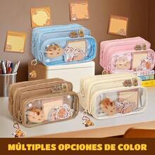 Bonito Estuche para Lpices de Carpincho, Caja de Almacenamiento de Papelera con Pegatinas y Otras decoraciones, Lapiceras Escolares de Gran Capacidad con 4 Compartimentos para La Escuela, Oficina - Blanco+25 - Ver 3