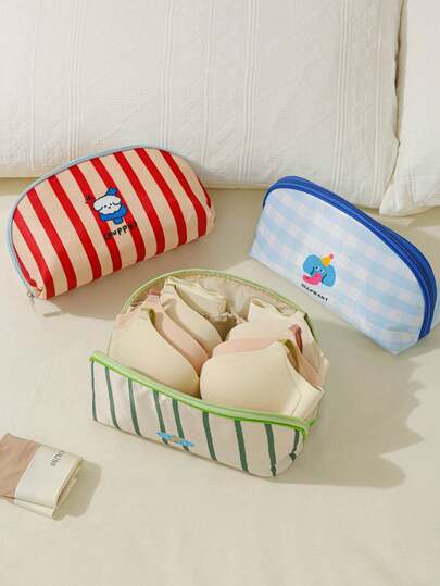 1 bolsa de armazenamento de sutiã de desenho animado de grande capacidade, roupa íntima de tecido, bolsa de natação, bolsa de viagem, bolsa de armazenamento portátil para viagens de negócios