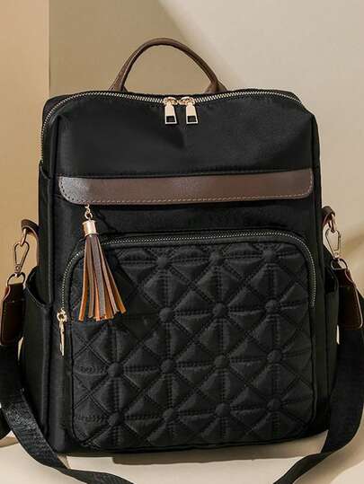 حقيبة كتف مزدوجة عصرية متعددة الأغراض ذات سعة كبيرة لسفر النساء، حقيبة ظهر مدرسية