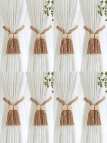 1/2/4/8 szt. Magnetyczne uchwyty do zasłon okiennych, proste drewniane klamry z frędzlami, odpowiednie do sypialni, salonu, kuchni i dekoracji domu