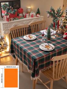 1 khăn trải bàn tua rua kẻ caro xanh lá cây, khăn trải bàn ăn hình chữ nhật dày phong cách đồng quê cổ điển, hoàn hảo cho sử dụng hàng ngày, ngày lễ, Giáng sinh, họp mặt gia đình, tiệc sinh nhật, đám cưới, trang trí nhà cửa - màu xanh lá - Xem 19