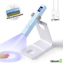 Lâmpada de secagem de unhas portátil, UV/LED, que cura todos os tipos de esmalte em gel. Recarregável com cabo Tipo C, conjunto 3 em 1 com suporte, lâmpada e cabo. Compacta e elegante, ótima opção para presente, acessível e com excelente custo-benefício. - Multicolorido - Ver 19