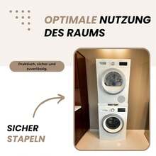 Verbindungsrahmen für Waschmaschine und Wäschetrockner Stapelbausatz 50-70cm Größenverstellbar 50-70cm Tiefenverstellung Vibrationsfunktion Einstellbare Stapelbausatz - Weiss - Übersicht 8