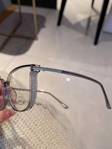 Women's Fashion Luxury Sparkling Rhinestone Shiny Cat Eye Square Frame Glasses - Clear - View 8