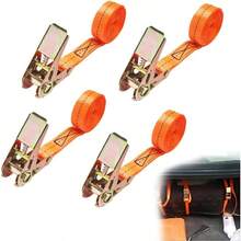 Correas de Carraca Retrctile Juego 4 2.5CM*5M Carga Mx 800KG, Correas de Amarre Remolque, Sujetadore Trinquete con Matraca Resistente a la Rotura para Coche Caravana Moto Bicicleta Camin - naranja - Ver 2