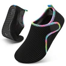 Scurtain Barefoot Water Shoes For Women Men Beach Swim Aqua Socks Summer Quick-Dry Sandals Slippers - 網格黑色彩色 - 查看 1