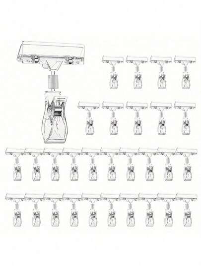 10 paquete de clips de señalización de plástico transparente, ganchos de exhibición minorista giratorios, soporte ajustable para etiquetas de precio, clips publicitarios de explosión de tienda, equipo de señalización minorista para supermercados, estanterías, ropa, fruterías y uso industrial y científico