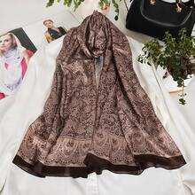 100% Mulberry Silk Scarf For Women Lightweight Long Scarves Beach Wraps Cover Up -Travel Photography Scarfhalloween - 咖啡花香 - 查看 8