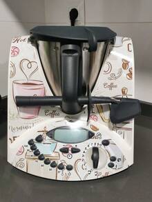 APCym Vinilo Adhesivo Alta Calidad para Máquina Cocinar Thermomix TM31 DISEÑO COFFEE Pegatinas decorativas compatibles con robot de cocina Thermomix TM31, diseño de accesorios de cocina, resistente al agua, autoadhesiva - Blanco - Ver 5