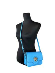 Versace La Medusa Blue Leather Shoulder Crossbody Bag Purse - 藍色 - 查看 2