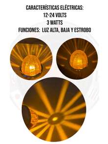Watermelon LED Ceiling Light With Laser Effect, 12/24V, 1 Pc., Universal Plastic Mica - AMBER - View 6