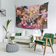 Br1atz Girls Tapestry - Vibrant Cartoon Print Wall Hanging For Bedroom, Living Room, Or Office Decor - Perfect Gift For Birthdays, Holidays, And Special Occasions - Peach Light Beige Fabric, Horizontal Design, Girls Bedroom Decor - 彩色 - 查看 5