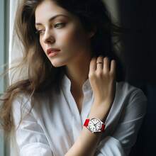 BIDEN Unisex Fashion Casual Quartz Watch, 30M Waterproof, Suitable For Nurses/Doctors/Medical Staff, Luminous Dial + Free Watch Box - Red - View 3
