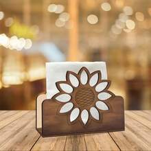 1 pieza Caja de pañuelos de madera con diseño hueco de girasol, adecuada para almacenamiento de pañuelos en el hogar, dormitorio y escritorio