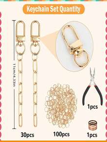 252pcs DIY Keychain Accessories Set, Including Keychain Rings, Extension Chains, Jump Rings And Jewelry Pliers, Suitable For Jewelry, Bag Accessories DIY Crafts, Women Keychain, Bag Charms, Car Pendant, Party Favors - Keychain Accessory Set - View 6