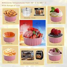 60 moldes para tartas con tapas, tazas redondas de aluminio de 5 onzas para hornear, ramekins desechables de 125 ml, moldes para magdalenas, magdalenas de postre para bodas, fiestas de cumpleaños - Rosa - Ver 6
