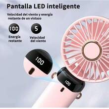 5-SPEED RECHARGEABLE PORTABLE HANDHELD FAN - Pink - View 4