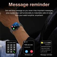 Ceas inteligent unisex, răspuns la apeluri, memento mesaje, control muzical, fotografiere de la distanță, contor de pași, urmărire calorii, moduri multi-sport, ceas deșteptător, notificare apeluri telefonice și mesaje, 190mAh, ecran tactil complet de 1,83 inci, compatibil cu Android și iOS