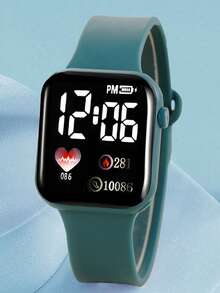 12pcs Heart & Number Luminous Display Sports Electronic Watch & Heart Bracelet Set, Cartoon Cute Wristwatch & Bracelet Suit, Suitable For Birthday Gift, Party, Daily Wear - Multicolor - View 4