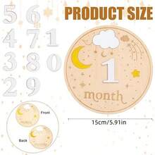1 Set Double-Sided Baby Monthly Milestone Markers, 1-12 Months Baby Monthly Discs, Hello World Newborn Sign, Wooden Monthly Photo Props Keepsake, Baby Announcement Signs, New Parents Welcome Baby Party Gifts - Wood Color - View 4