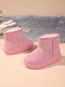2025冬季新款儿童雪地靴，男童防滑加厚绒面中小童冬季鞋，女童保暖踝靴 - 粉色 - 查看 6