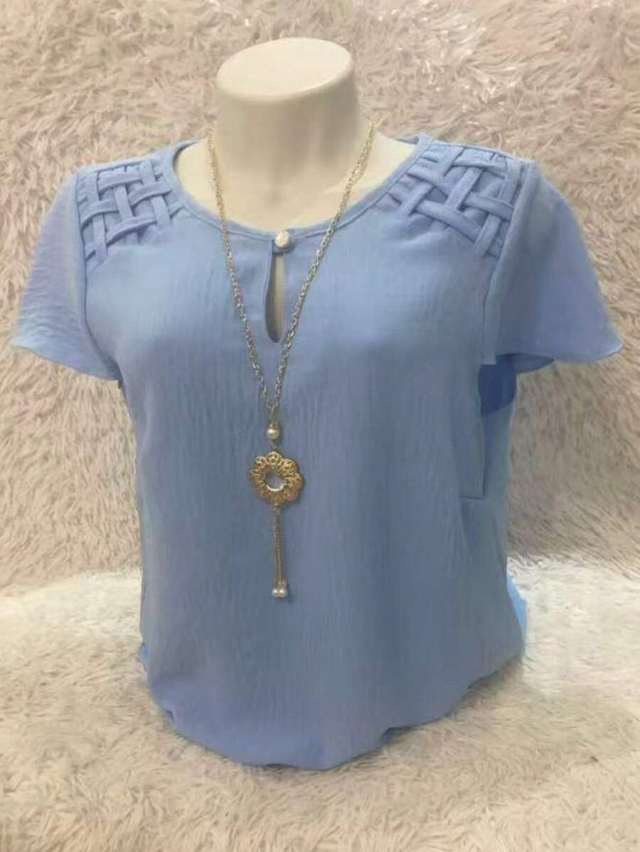 BLUSA DE DUNA  MANGA CURTA  COM BOTAO