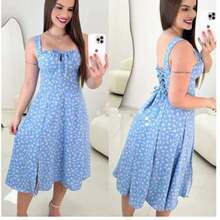HIGH QUALITY ROMANTIC FLORAL MIDI DRESS - Baby Blue - View 2