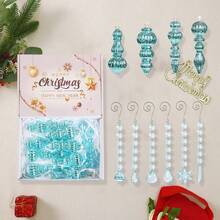 Set de 14 adornos navideños colgantes de plástico con forma de alienígena para árbol de Navidad. Variedad de formas y tamaños. Ideales para decorar el árbol, fiestas y el hogar durante las fiestas. - Azul - Ver 4