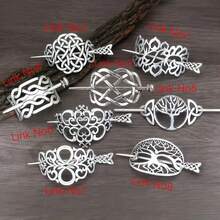 1pc Viking Hair Clip, Vintage Celtic Knot Hair Clip, Inspiring Tree Of Life Hair Clip, Elegant Metal Hair Accessory, Gift For Women, Hair Accessories, Head Accessories - Antique Silver - View 12