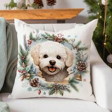 Poszewka na poduszkę w kształcie pudla w stylu retro, miękka poszewka z poliestru z zapięciem na zamek błyskawiczny, 45 x 45 cm, nadaje się do prania w pralce, nadaje się do wystroju domu i biura, prezent dla miłośnika zwierząt | Wygodny wzór z psem | Poszewka zapinana na zamek błyskawiczny