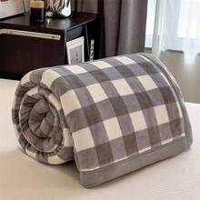 1 pătură de somn cu margini din catifea lapte, culoare uni, poate fi folosită ca aruncă sau cuvertură de pat, pătură lavabilă la mașină, pentru toate anotimpurile