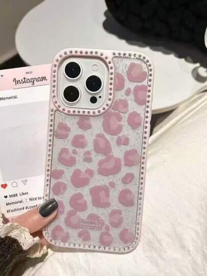 奢华水钻豹纹手机壳，兼容 17/16 Pro Max，全包防震保护套，也兼容 15 Pro Max、14 Pro Max、13 Pro Max