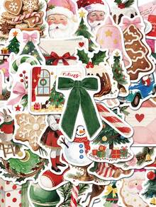 SCXXBSW 50pcs Fun Cartoon Christmas Aesthetic Creative Stickers Suitable For Handbooks, Phone Cases, Laptop Suitcases, Refrigerators - Multicolor - View 3