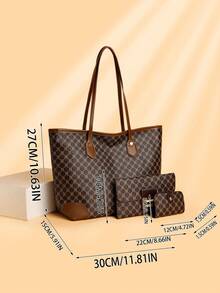 3pcs/Set High-Quality Tote Bag Set, Lightweight Luxury Shoulder Underarm Bag, Fashionable Casual Handbag - Multicolor - View 2