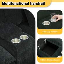 144" U Shaped Couch, Modular Sectional Cloud Sofa With Cup Holder,Chenille,4 Seat Sleeper Sofa With Chaise For Living Room, Apartment,Dark Grey - 深灰色 - 查看 3