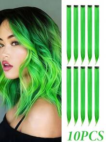 16 piezas de extensiones de cabello de colores con clip - Mechones sintéticos de arcoíris de 22 pulgadas con 8 colores para niños y niñas, regalo de fiesta de cumpleaños - Multicolor - Ver 19