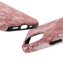 Red Lace Print Phone Case, Cool Girl Aesthetic, Glossy Phone Case, Faux Lace, Red Lace Protection - Màu hỗn hợp 1 - Xem 5