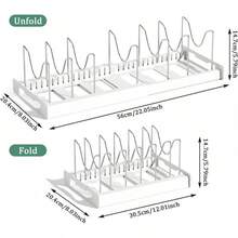 Portaoggetti espandibile per coperchi di pentole, adatto per armadietti, con 7 divisori regolabili in acciaio inossidabile per l'organizzazione e lo stoccaggio in cucina, design pieghevole, ottimo regalo per la mamma (bianco, grigio)